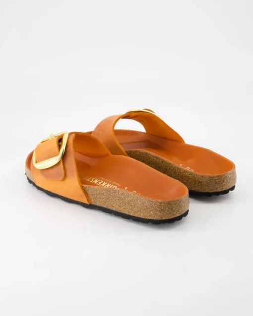 Madrid Big Buckle Oiled Pantoletten in Orange
