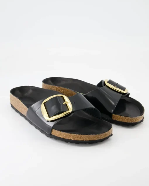 Madrid Big Buckle Pantoletten in Schwarz