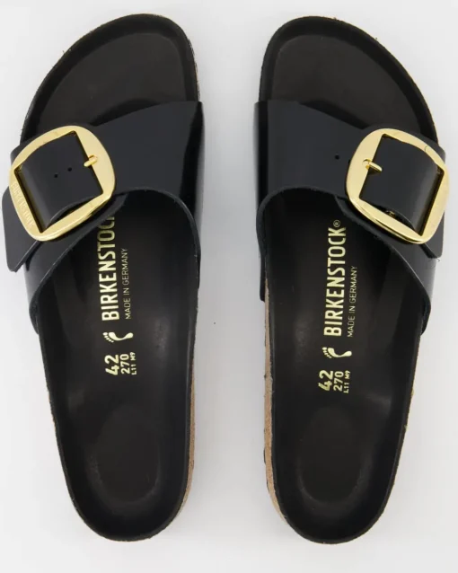 Madrid Big Buckle Pantoletten in Schwarz