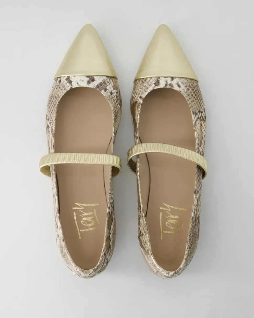 B028 Ballerinas in Gold