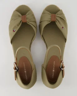 Basic Open Toe Mid Wedge Sandalen in Grün