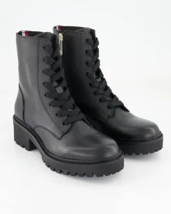 Chic Mid Heel Leather Lace-up Stiefeletten in Schwarz