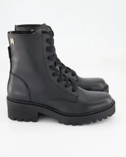 Chic Mid Heel Leather Lace-up Stiefeletten in Schwarz