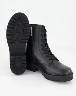 Chic Mid Heel Leather Lace-up Stiefeletten in Schwarz