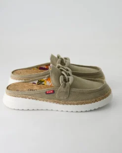 Ella chain raffia Pantoletten in Beige