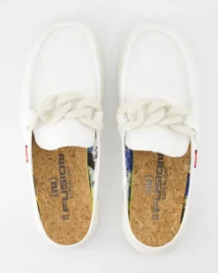 Ella washed Pantoletten in Weiß