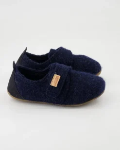 Klettmodell Lederferse Hausschuhe in Blau