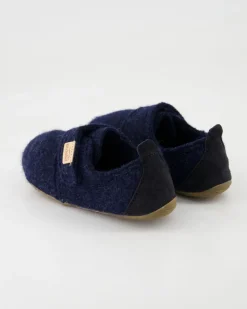 Klettmodell Lederferse Hausschuhe in Blau