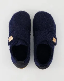 Klettmodell Lederferse Hausschuhe in Blau