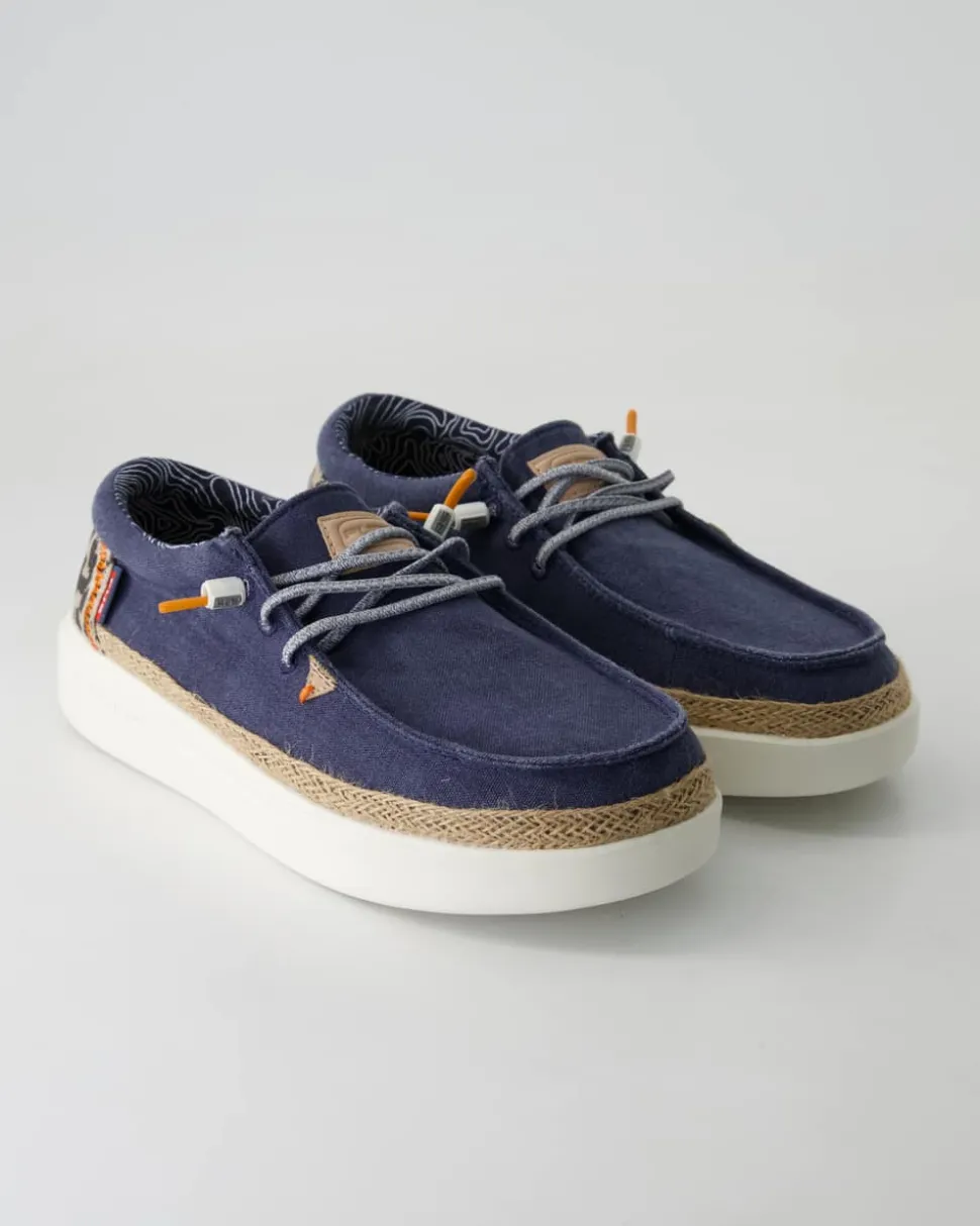 Lily linen navy Slipper in Blau
