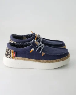 Lily linen navy Slipper in Blau
