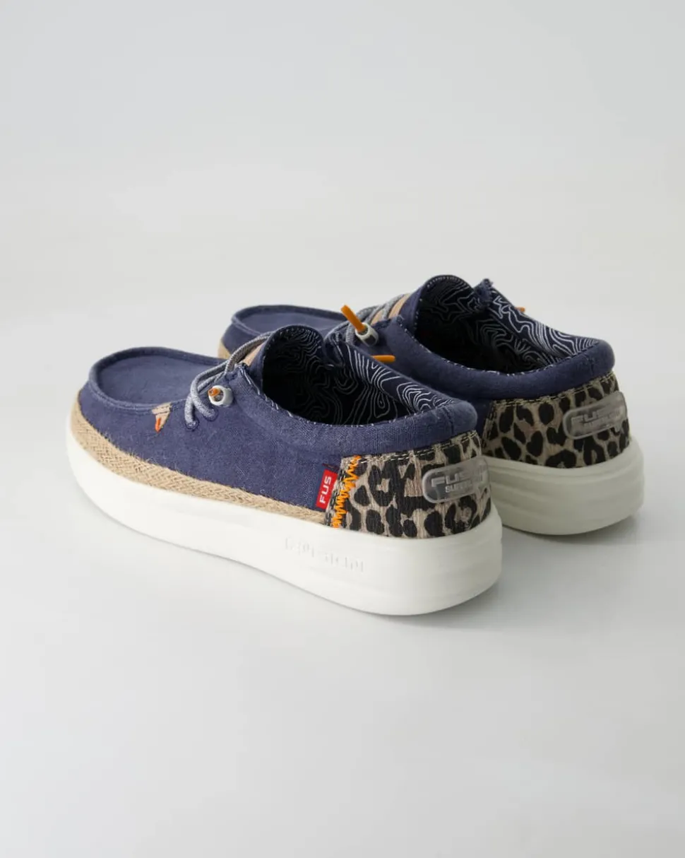 Lily linen navy Slipper in Blau