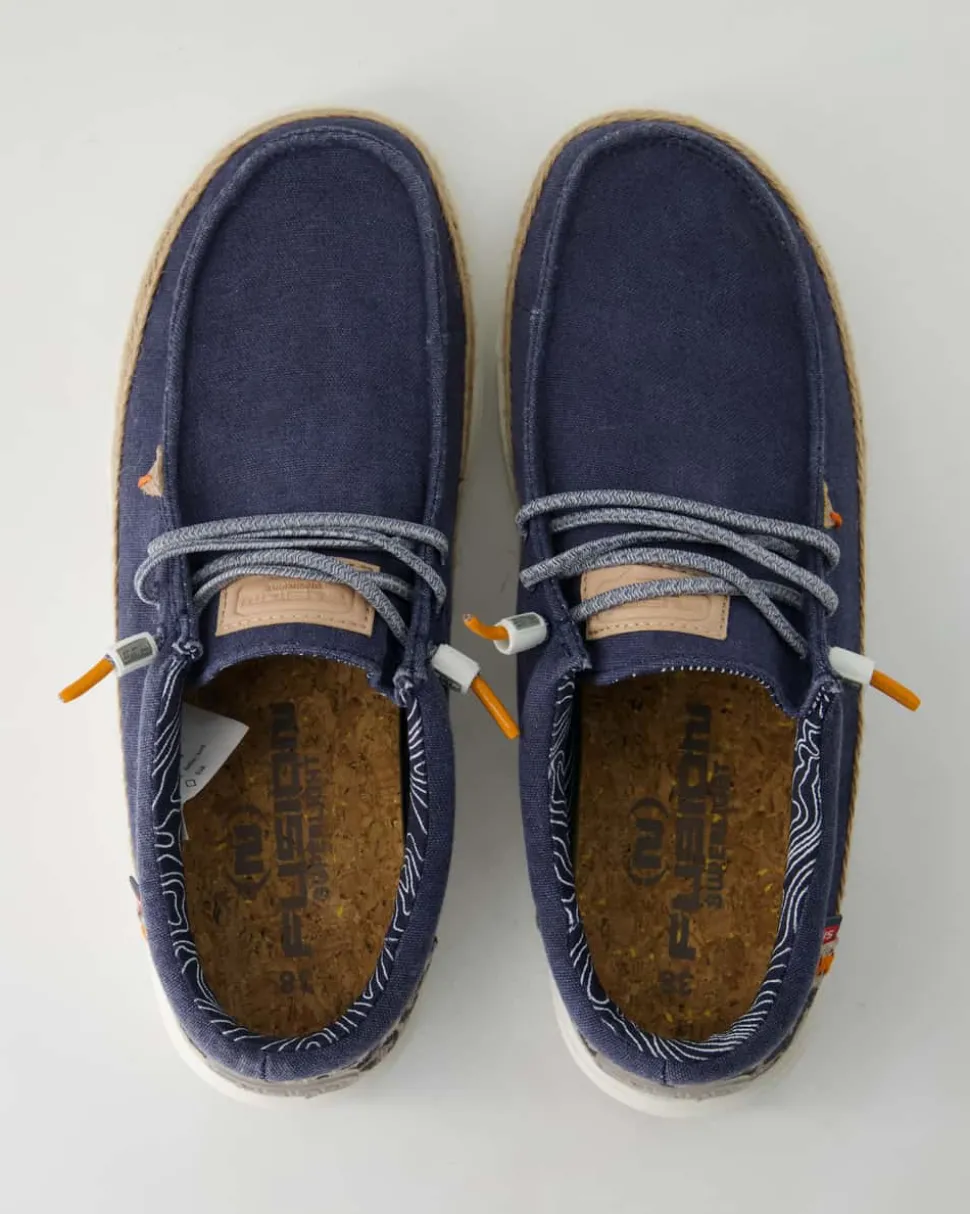 Lily linen navy Slipper in Blau