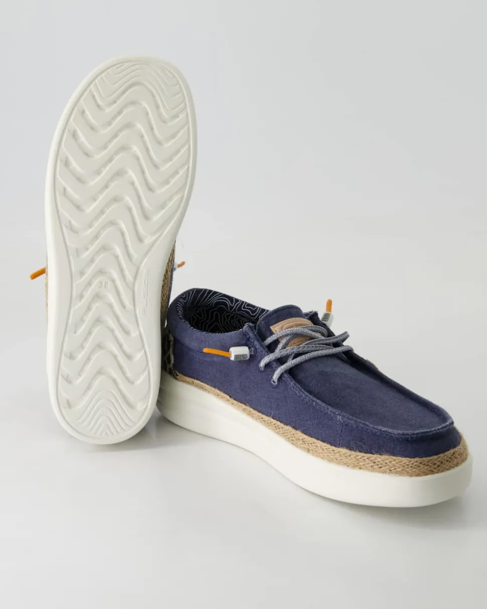 Lily linen navy Slipper in Blau