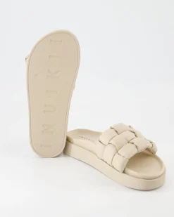 Padded Braided Pantoletten in Beige