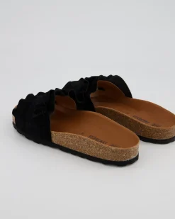 Rocio Serraje Volante Pantoletten in Schwarz