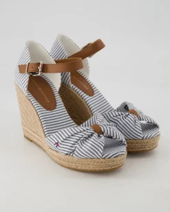 Seersucker High Wedges in Blau