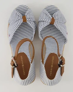 Seersucker High Wedges in Blau