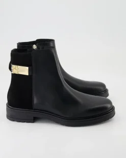 TH Logo Leather Mix Chelsea Stiefeletten in Schwarz
