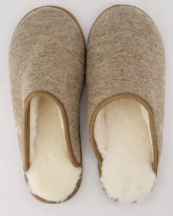 Trendy Filz Pantoletten in Beige
