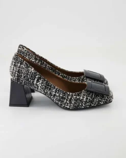 Tweed Melange Nero 97 /Vernice Pumps in Schwarz