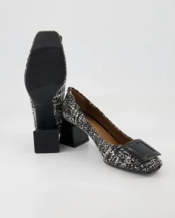 Tweed Melange Nero 97 /Vernice Pumps in Schwarz